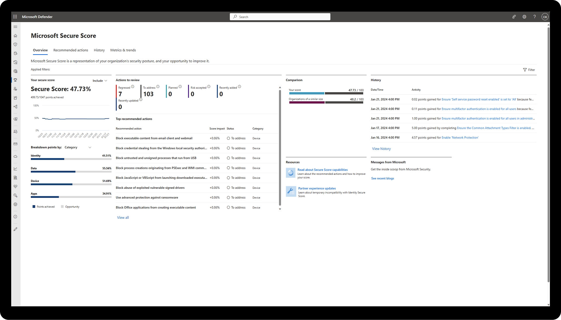 Minimice las áreas en todos los dispositivos que están abiertos a ataques y refuerce la seguridad con protección antimalware y antivirus mejorada.